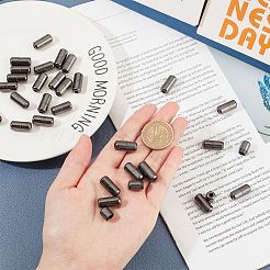 真鍮製カプセルレースロックバックル  diyスニーカーキット金属靴ひもロックアクセサリー  ガンメタ色  18x8mm  穴：3mm  30セット/箱&nbsp;KK-PH0001-29B-WH