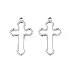 変色しない201ステンレススチールペンダント  クロス  ステンレス鋼色  29.5x17x1.5mm  穴：1.8mm&nbsp;LS-STAS-T063-165P