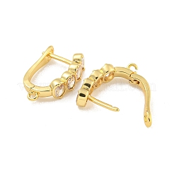 Rack Plating Brass Micro Pave Cubic Zirconia Hoop Earring Findings&nbsp;EJEW-C102-17G