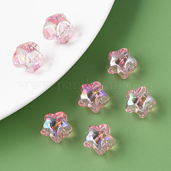 1穴透明アクリルボタン  ABカラーメッキ  スター  ピンク  13.5x14x11.5mm  穴：2.5mm  約460個/500g&nbsp;MACR-S373-129-C05