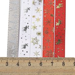 10m 5色ホットスタンプクリスマスポリエステルリボンセット  ギフト包装用  ミックスカラー  3/8インチ（9.5mm）&nbsp;X1-OCOR-Q026-02