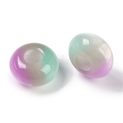 トリプルカラー樹脂ヨーロピアンビーズ  大穴ビーズ  模造キャットアイ  ロンデル  ダークシーグリーン  13.5x7.5mm  穴：5mm&nbsp;RESI-F055-06F