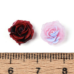 オペーク樹脂ビーズ  花  グリッターパウダー付き  ミックスカラー  9~10x4~5mm  穴：0.7~0.8mm&nbsp;RESI-N052-03C