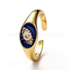 Brass Micro Pave Clear Cubic Zirconia Cuff Rings&nbsp;RJEW-H543-01-G