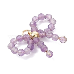 4Pcs 4 Styles Natural Red Agate & Apatite & Amethyst & Moss Agate Faceted Round Beaded Pendants&nbsp;PALLOY-TA00372