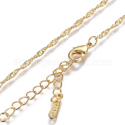金メッキ錫合金ツイスト シンガポール チェーン ファイン ネックレス  カニカン付き  18インチ（45.7cm）  1.5mm&nbsp;NJEW-BB10191-18