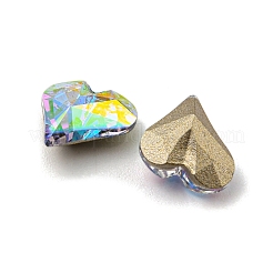 ガラスラインストーンカボション  ポイントバック＆バックメッキ  多面カット  ハート  アクアマリン  8x8x3.5mm&nbsp;RGLA-M017-F01-202ST