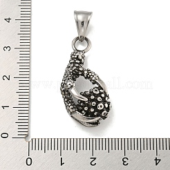 316サージカルステンレスペンダント  爪チャーム  アンティークシルバー  31.8x11.6x14.5mm  穴：8.2x5mm&nbsp;STAS-E212-150AS