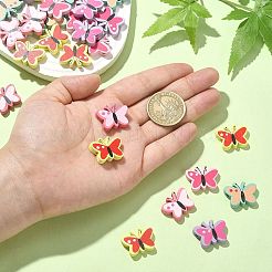 スプレー塗装されたウッドビーズ30個。  蝶  ミックスカラー  16.5x22x5mm  穴：2mm&nbsp;WOOD-CJC0008-02