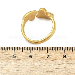 304ステンレススチール製調節可能な女性用オープンカフリング  ハート  ゴールドカラー  9.5mm  内径：18mm&nbsp;RJEW-U063-01B-G