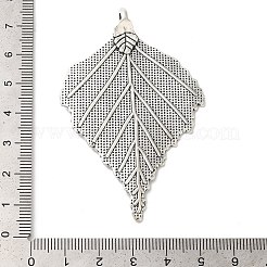 合金のチベット風チャーム  カドミウムフリー＆鉛フリー  葉  アンティークシルバー  70.5x46x2mm  穴：3mm&nbsp;TIBEB-A101364-AS-LF