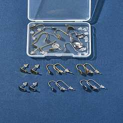 304ステンレススチールピアスフック24個  30個のプラスチック製イヤーナット付き  ミックスカラー  11~20.5x6~8.5mm  穴：1.2mm&nbsp;STAS-FS0001-94
