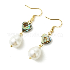 Natural Abalone Shell and Shell Pearl Dangle Earrings&nbsp;EJEW-JE07432-01