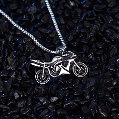 バイク用合金ペンダントネックレス  男性用ステンレススチールベネチアンチェーンネックレス  アンティークシルバー＆ステンレス鋼の色  27.56インチ（70cm）&nbsp;FS-WGFC55A-05