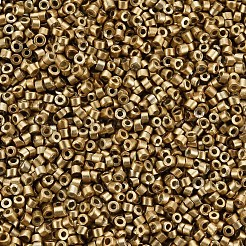 ガラスシリンダービーズ  シードビーズ  メタリックカラー  焼き付け塗料  丸い穴  ゴールデンロッド  1.5~2x1~2mm  穴：0.8mm  約8000個/袋  約1ポンド/バッグ&nbsp;SEED-S047-B-008