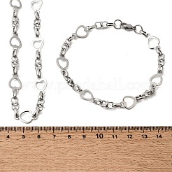 304 Stainless Steel Heart Link Chain Bracelet & Necklace Jewelry Sets&nbsp;SJEW-L199-08P