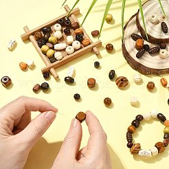 77 個 16 スタイルの木製ビーズ  混合図形  ミックスカラー  6.5~10x8~16.5mm  穴：2~4mm&nbsp;WOOD-CJC0019-18