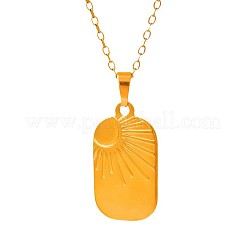 304ステンレススチール製長方形の太陽ペンダントネックレス（女性用）  18KGP本金メッキ  17.72インチ（45cm）&nbsp;PP3560-2