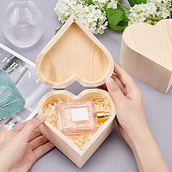 松収納ボックス  鉄パーツ  ハート  湯通しアーモンド  12.7x13.25x7.05cm  内径：10.5x11.8のCM&nbsp;WOOD-WH0107-49