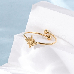 女性用304ステンレススチールオープンカフリング  イオンプレーティング（ip）  スター  usサイズ8 1/2(18.5mm)  星：8x8.5mm&nbsp;RJEW-A071-01B-G