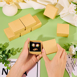 正方形の厚紙製イヤリングジュエリーギフトボックス12個  内部のスポンジ  ベージュ  5x5x3cm&nbsp;AJEW-TA0001-78