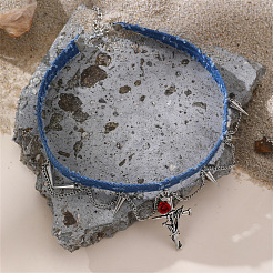 Alloy Pendant Denim Cloth Choker Necklaces for Women&nbsp;WGC1028-03