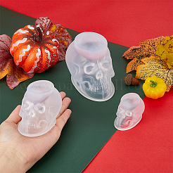 3Pcs 3 Style Halloween Skull Candle Silicone Statue Molds&nbsp;CAND-FH0001-04