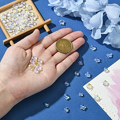 80 個 2 スタイル透明スプレー塗装ガラスビーズ  グリッターパウダー付き  星/ハート  ライトスカイブルー  6~8x6~8x4mm  穴：0.8~1mm  40個/スタイル&nbsp;GLAA-YW0003-72A