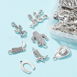 58pcs14スタイルチベットスタイルアロイペンダント  カウボーイブーツとサボテンと蹄鉄  アンティークシルバー  15.5~44x11.5~40x2.5~7.5mm  穴：1~2.5mm&nbsp;TIBE-FS0001-04