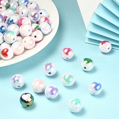 100Pcs Two Tone UV Plating Opaque Acrylic Beads&nbsp;OACR-CJ0001-34