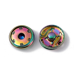 イオンプレーティング（IP）202ステンレススチールスナップボタン  衣服のボタン  ミシンアクセサリー  虹色  19x6mm&nbsp;BUTT-I017-01D-MC