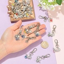 20Pcs 4 Style Alloy & Glass Pendant Decorations&nbsp;HJEW-YW00370