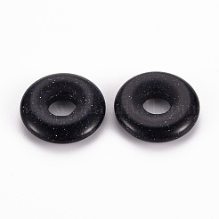 合成ブルーゴールドストーン青金砂石ペンダント  ドーナツ/円盤  18x4.5~5.5mm  穴：5.5mm&nbsp;G-T122-66H