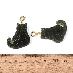 Natural Hetian Jade Cat Shape Pendant Decorations&nbsp;G-N371-09