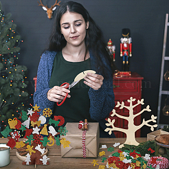 6 Set Christmas Unfinished Wood 3D Tree Display Decoration Kit&nbsp;DIY-NB0008-65