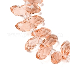 クリスタルガラスビーズ連売り  トップドリルビーズ  多面カット  ティアドロップ  ダークサーモン  13x6mm  穴：1mm  約90~95個/連  16~18インチ&nbsp;X-GLAA-D033-38
