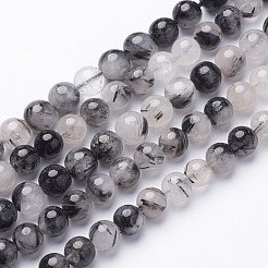 Natural Black Rutilated Quartz Beads Strands&nbsp;X-G-D295-8mm