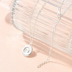 304 Stainless Steel Flat Round Coin Pendant Cable Chain Necklaces for Women&nbsp;LS-STAS-Z108-02S-01