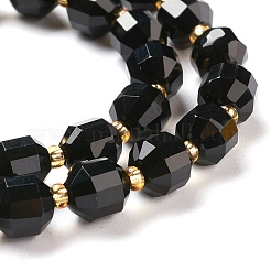 ナチュラルブラックオニキスビーズ連売り  染め＆加熱  ラウンド  多面カット  7x7x8mm  穴：0.8mm  約38個/連  15.35インチ（39cm）&nbsp;G-K303-A27-8mm