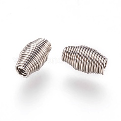 変色しにくい304ステンレススチールスプリングビーズ  バレル  ステンレス鋼色  7.5x4mm  穴：1.6mm&nbsp;STAS-L207-09P