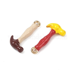 合金エナメルチャーム  ハンマー  ゴールドカラー  ミックスカラー  17.5x8.5x4mm  穴：1.2mm&nbsp;ENAM-P262-03G-M