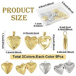 10Pcs 2 Colors Rack Plating Brass Locket Pendants&nbsp;KK-FS0001-89