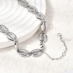 Ocean Beach 304 Stainless Steel Shell Shape Link Chain Necklaces for Women&nbsp;STAS-H258-01P