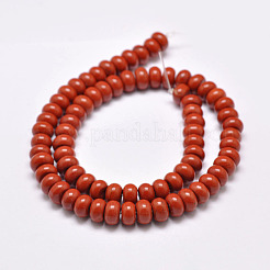 天然石レッドジャスパービーズ連売り  ロンデル  グレードA  レッド  8x5mm  穴：1mm  約75個/連  15.1インチ&nbsp;G-F347-8x5mm-02