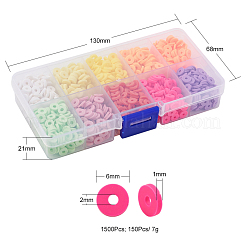 1500Pcs 10 Colors Light Colors Handmade Polymer Clay Beads&nbsp;CLAY-YW0001-37A