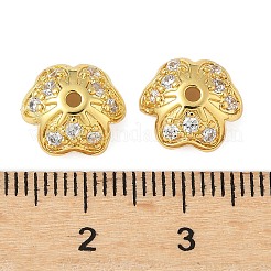 Brass Micro Pave Clear Cubic Zirconia Bead Caps&nbsp;KK-V015-33G-01