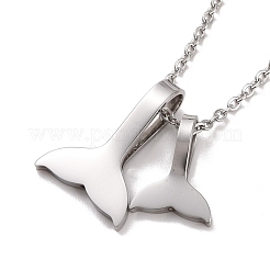 304ステンレススチール製クジラの尾ペンダントネックレス（女性用）  ミックスカラー  17.83インチ（45.3cm）&nbsp;NJEW-G019-03