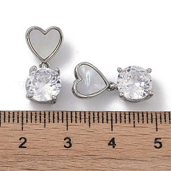 Brass & Shell & Clear Cubic Zirconia Pendants&nbsp;KK-G497-13P