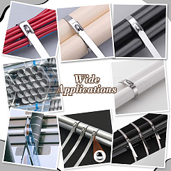 304ステンレススチール製ケーブルタイ100個  ステンレス鋼色  300x4.5~6.5x0.3~4.5mm&nbsp;AJEW-WH0696-762