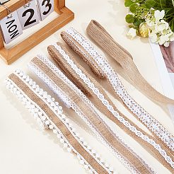 黄麻リボン5ロール  クリスマスと結婚式のクラフトレースの装飾  淡い茶色  1~1-1/2インチ（25.5~38mm）  約2.19ヤード（2m）/ロール&nbsp;OCOR-WH20014-12